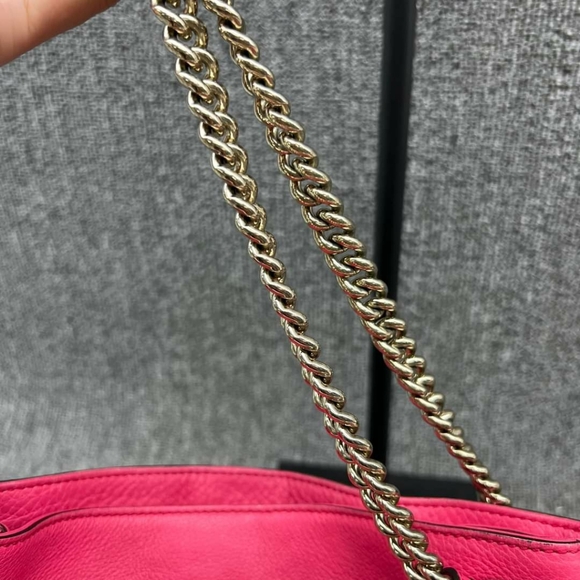 100% Authentic GUCCI Soho Chain Pink Leather Shoulder Bag - Picture 3 of 14